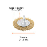 Carda circular 3' alambre grueso para taladro, TRUPER