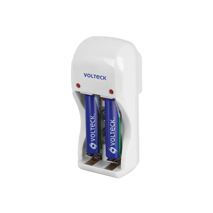 Cargador de pilas, AA, AAA y 9V incluye 2 pilas AAA, VOLTECK