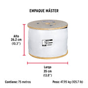 Metro de cable rígido 1/2' de acero 7x7 hilos, 75 m, FIERO