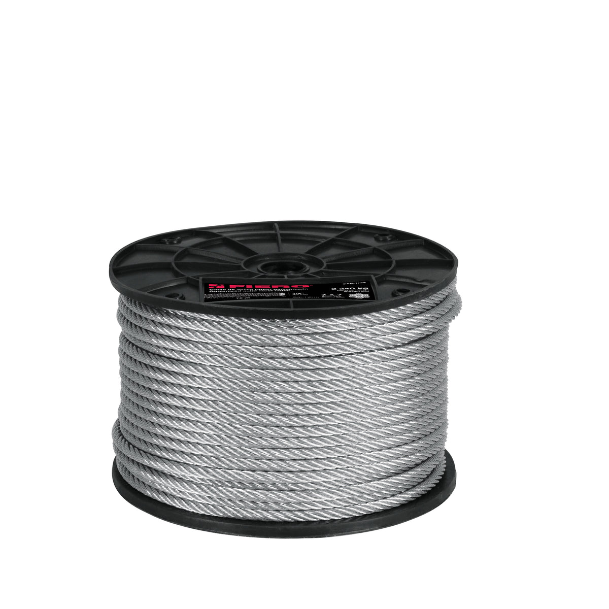 Metro de cable rígido 1/4' de acero 7x7 hilos, 75 m, FIERO