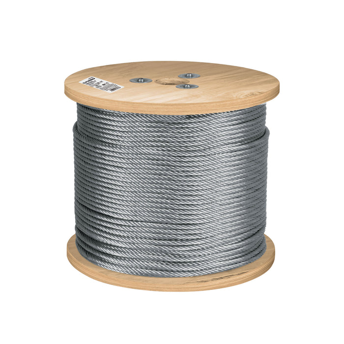 Metro de cable rígido 1/4' acero 7x7 recubierto PVC, 300 m