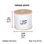 Metro de cable rígido 1/8' acero 7x7 recubierto PVC, 300 m