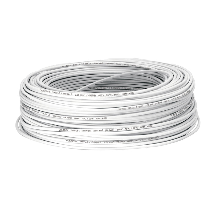 Rollo de 100 m de cable THHW-LS 14 AWG blanco, VOLTECK