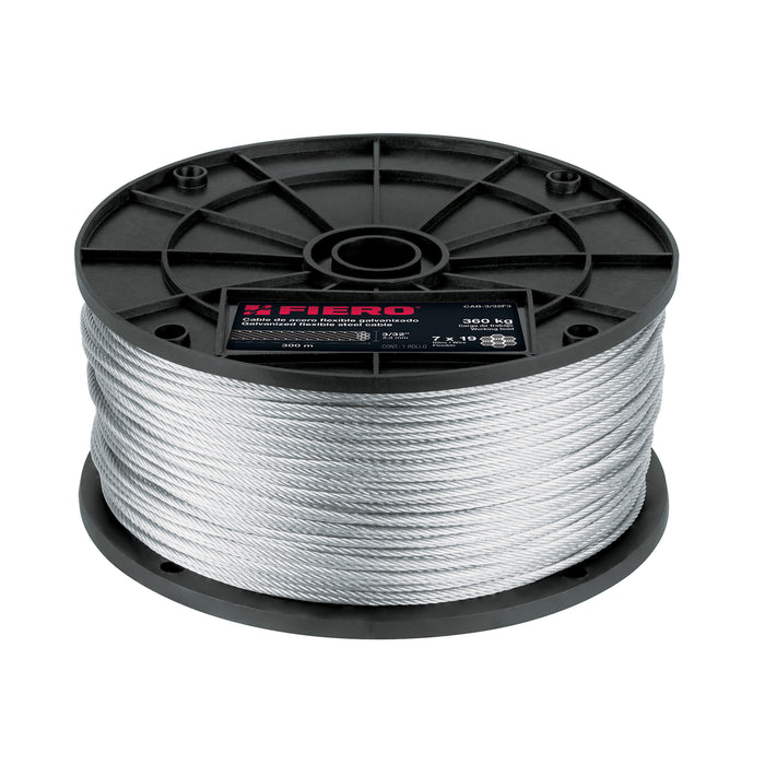Metro de cable flexible 3/32' de acero 7x19 hilos, 300 m