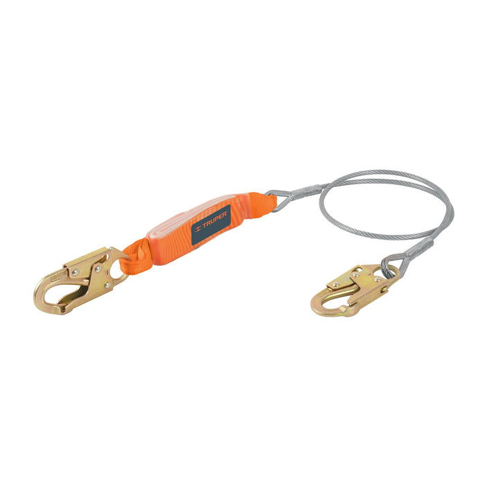 Línea de vida 1.8 m cable de acero, absorbedor impacto, ANSI