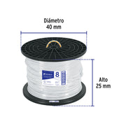 Metro de cable THHW-LS 8 AWG blanco en carrete de 500 m