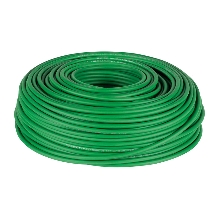 Rollo de 100 m de cable THHW-LS 8 AWG verde, VOLTECK