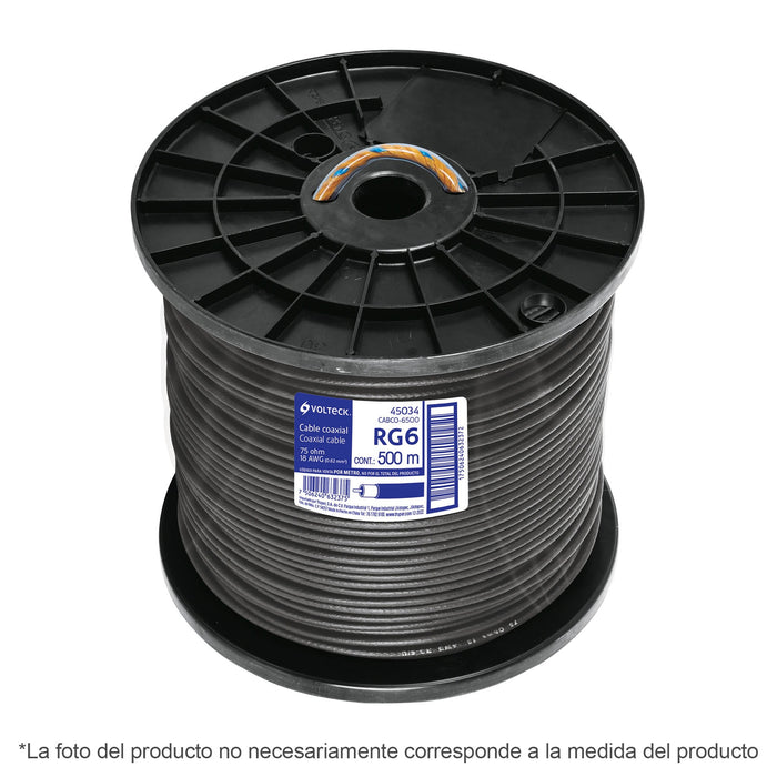 Metro de cable coaxial RG6 en carrete de 305 m, VOLTECK