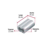 Bolsa con 50 casquillos dobles de aluminio, 1/4', FIERO