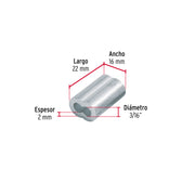 Bolsa con 50 casquillos dobles de aluminio, 3/16', FIERO