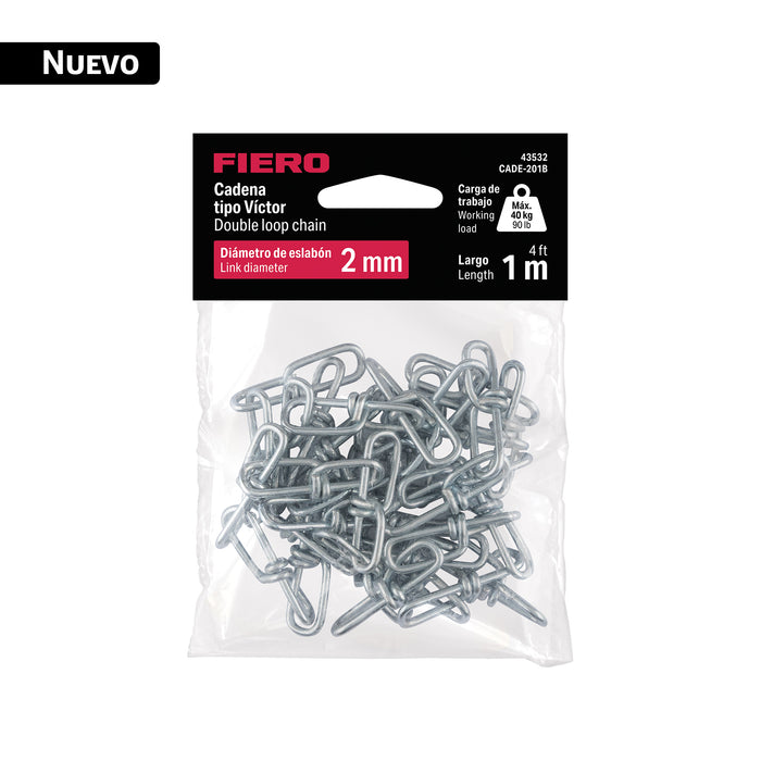 Bolsa con 1 metro de cadena tipo victor de 2 mm, FIERO