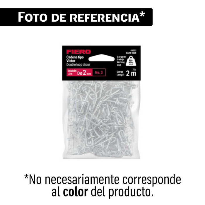 Bolsa con 2 metros de cadena tipo victor de 2 mm, FIERO