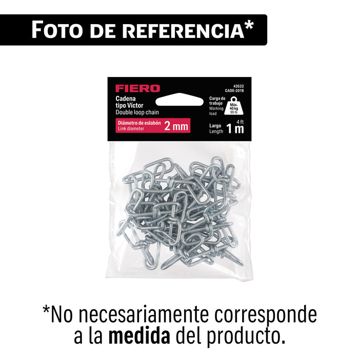 Bolsa con 3 metros de cadena tipo victor de 3 mm, FIERO