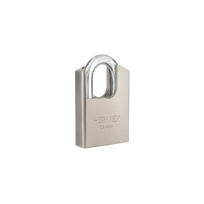Candado de acero 60 mm con coraza, llave de disco, HERMEX