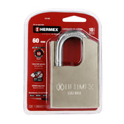 Candado de acero 60 mm con coraza, llave de disco, HERMEX
