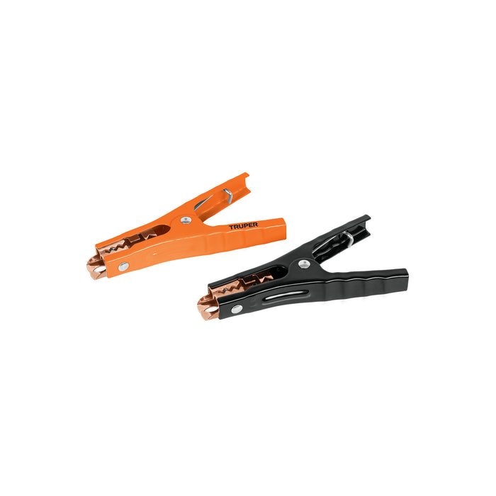 Blíster con 2 caimanes para cables pasa corriente, TRUPER