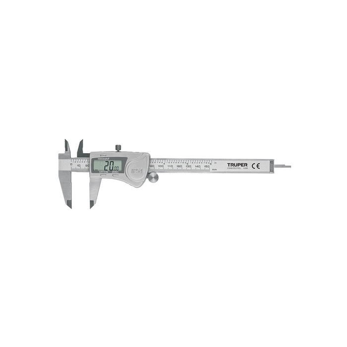 Calibrador vernier digital 6', acero inox, std y mm, TRUPER