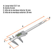 Calibrador vernier digital 6', acero inox, std y mm, TRUPER