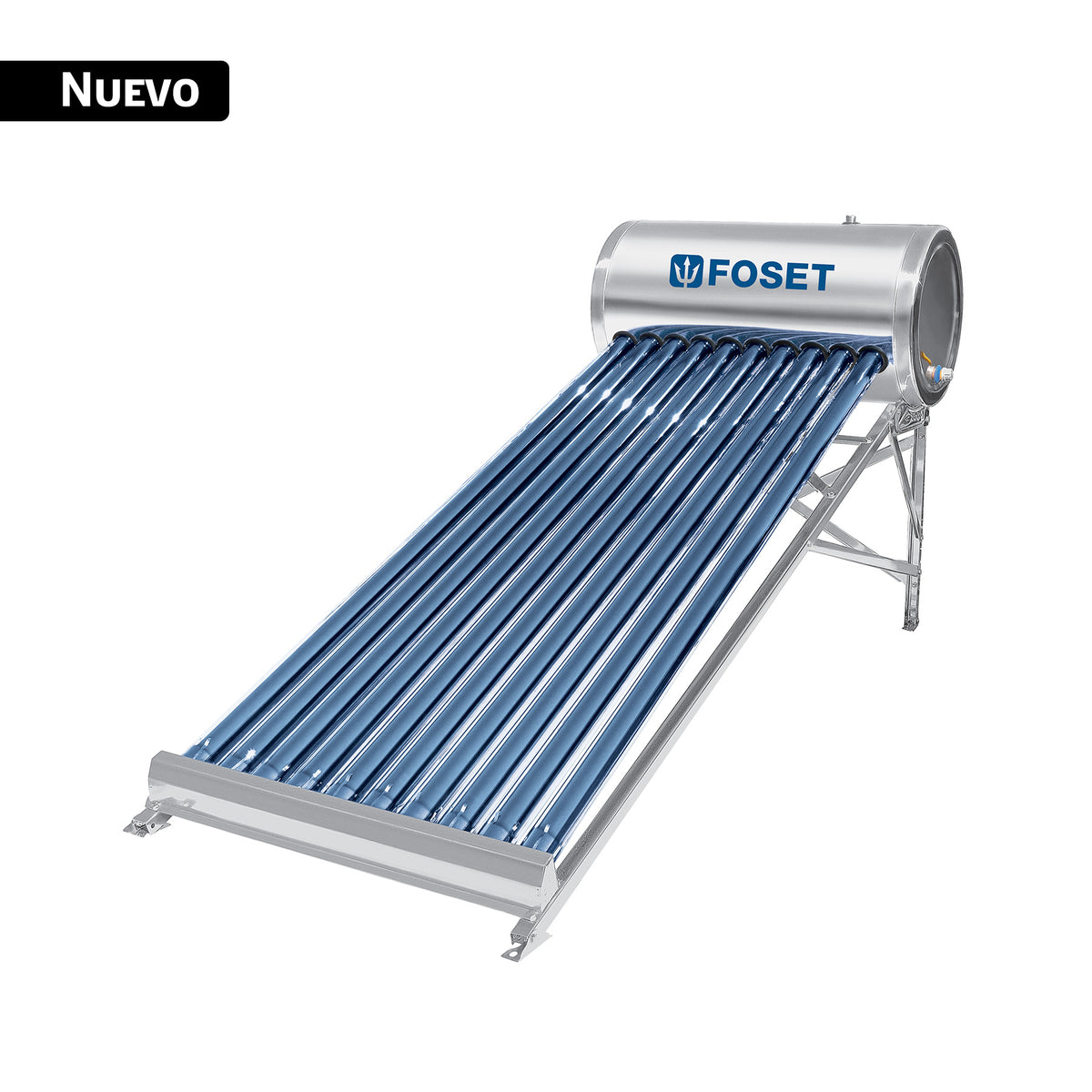 Calentador solar, 10 tubos, 130L, 3 personas, FOSET BASIC