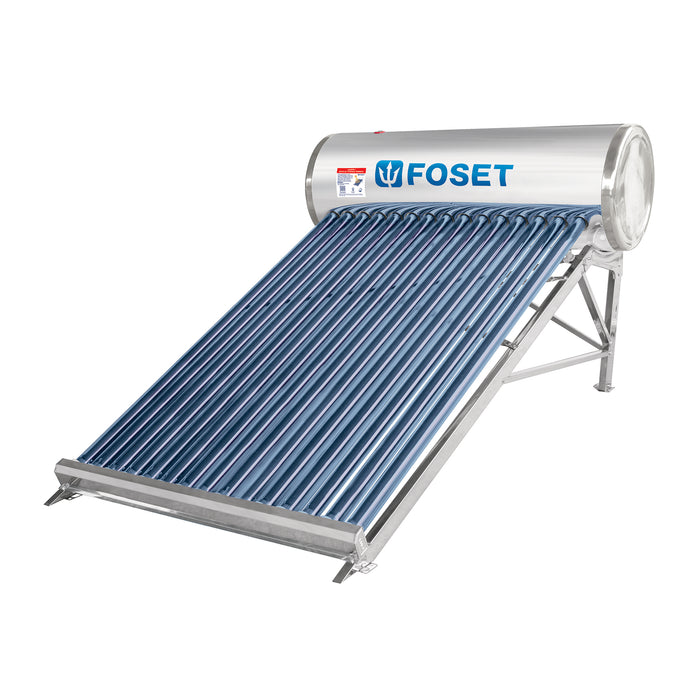 Calentador solar de agua, 15 tubos, 185 L, 5 personas, FOSET