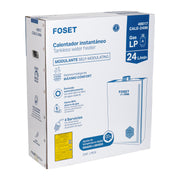 Calentador instantáneo modulante, 24L, 4 serv, gas LP, FOSET