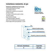 Calentador instantáneo modulante, 24L, 4 serv, gas LP, FOSET
