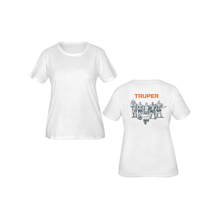 Playera cuello redondo para mujer, blanca, CH, TRUPER