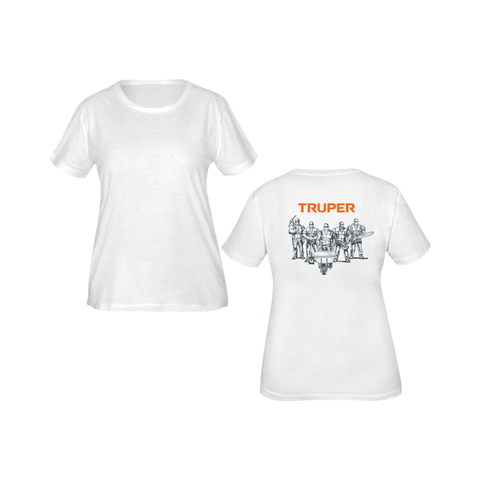 Playera cuello redondo para mujer, blanca, M, TRUPER