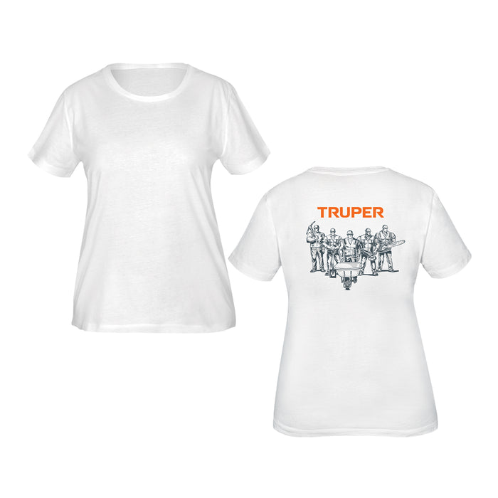 Playera cuello redondo para mujer, blanca, G, TRUPER
