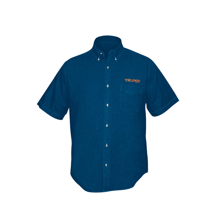 Camisa de mezclilla manga corta para hombre, M, TRUPER