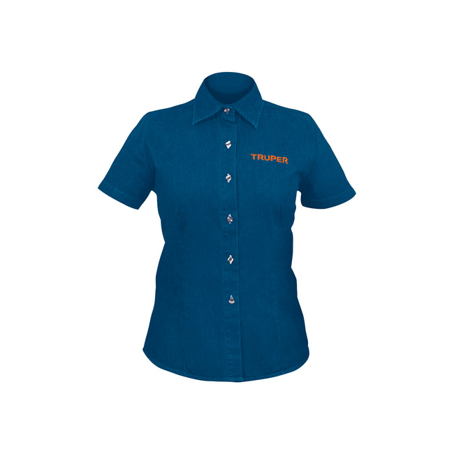 Camisa de mezclilla manga corta para mujer, M, TRUPER