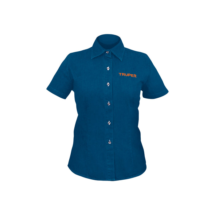 Camisa de mezclilla manga corta para mujer, M, TRUPER
