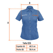 Camisa de mezclilla manga corta para mujer, EEG, TRUPER