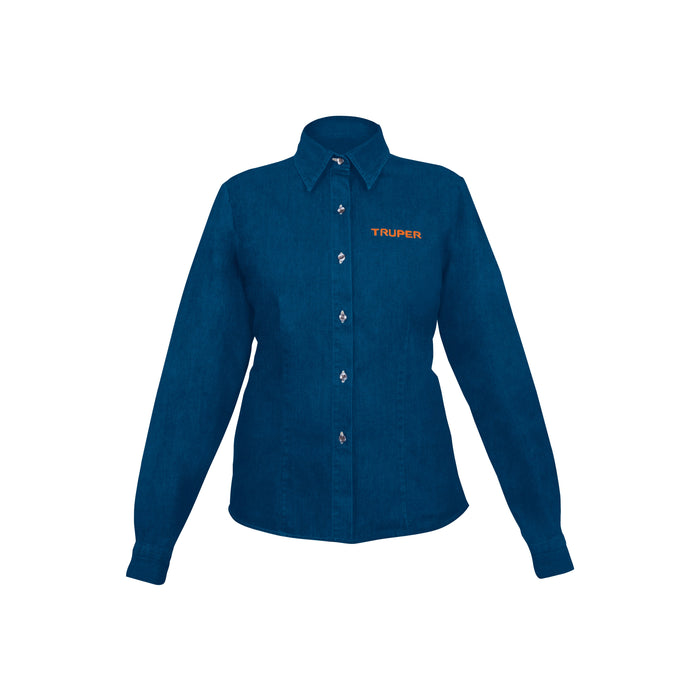 Camisa de mezclilla manga larga para mujer, M, TRUPER