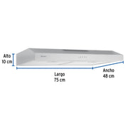 Campana extractora 75cm, empotrable, acero inoxidable, FOSET