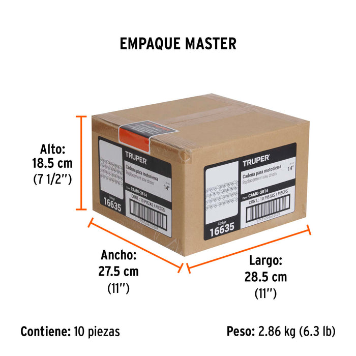 Cadena repuesto 14' para motosierra gasolina 33/38cc, TRUPER