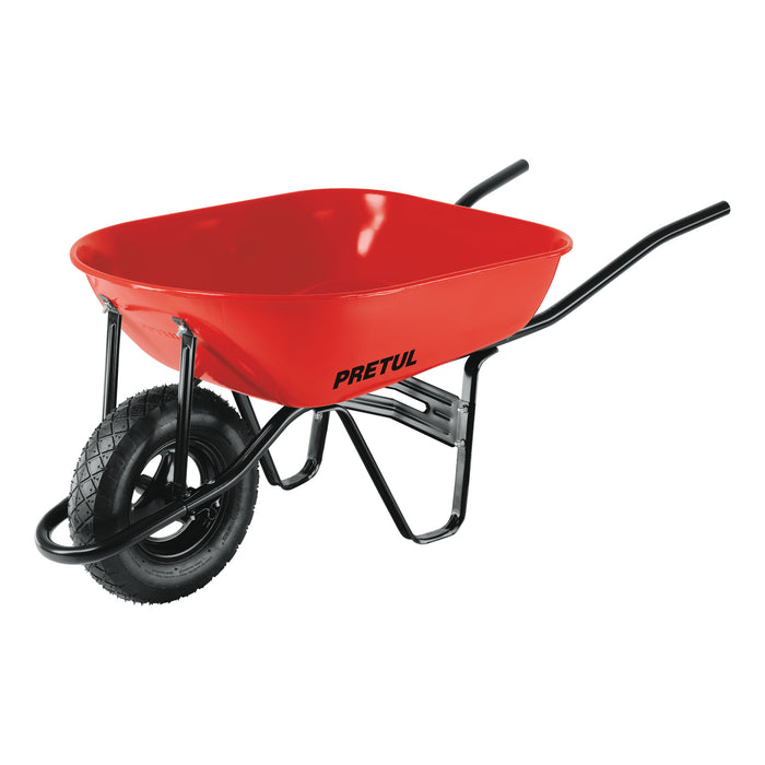 Carretilla 5.5 ft3 roja, neumática, bastidor tubular, PRETUL