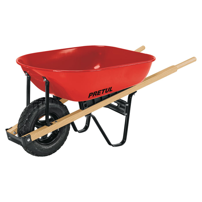 Carretilla 5.5ft3 roja, neumática, bastidores madera, PRETUL