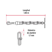 Cadena de 1.8 m de amarre para perro, 1.7 mm, FIERO