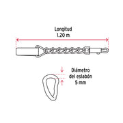 Cadena de paseo para perro de 1.2 m x 5 mm, FIERO