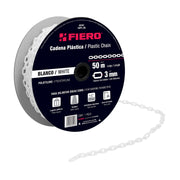 Metro de cadena de 3 mm de plástico blanca, carrete de 50 m