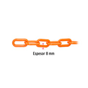 Metro de cadena de 8 mm de plástico naranja, carrete de 25 m