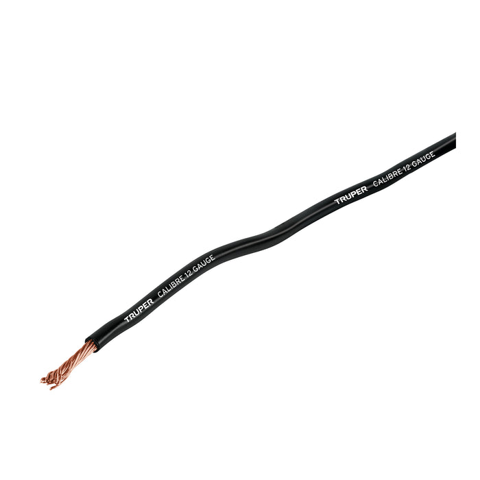 Carrete con 3.5 m de cable primario negro calibre 12, TRUPER