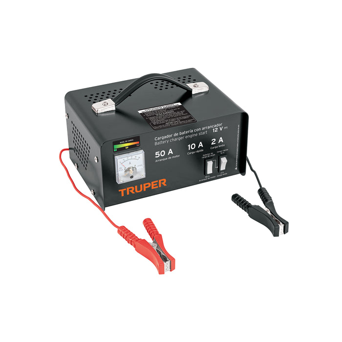 Cargador de baterías 10 A, arrancador de 50A, 12V, TRUPER
