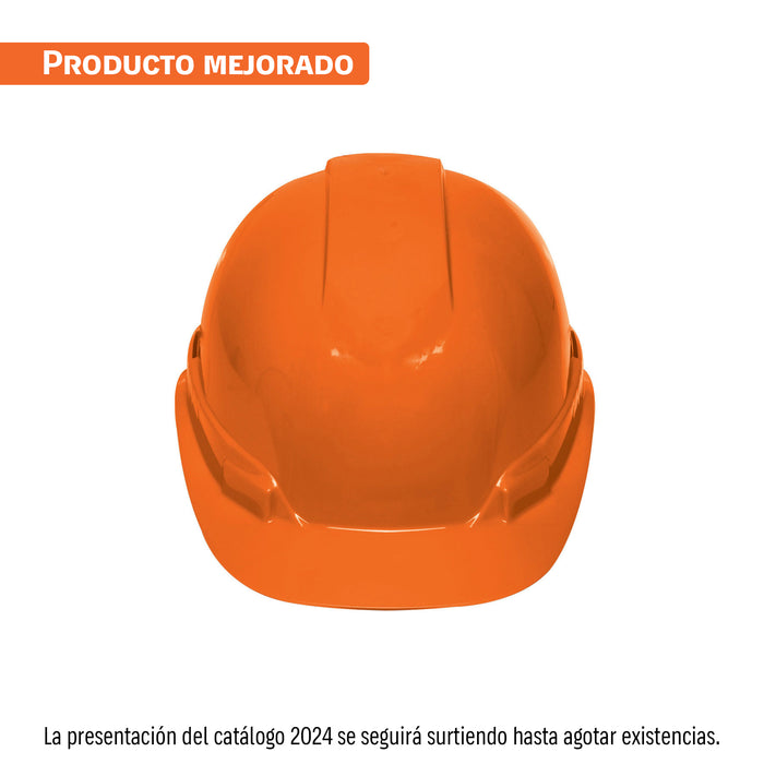 Casco de seguridad ventilado, ajuste de matraca, naranja