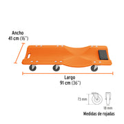 Cama de plástico 36' para mecánico, TRUPER