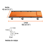 Cama de acero 40' para mecánico, TRUPER