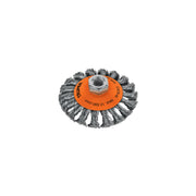Carda tipo cónico 4' alambre trenzado, eje 5/8'-11, TRUPER