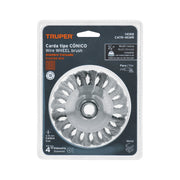 Carda tipo cónico 4' alambre trenzado, multi-rosca, TRUPER