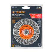 Carda circular 4' alambre trenzado, eje 5/8'-11, TRUPER